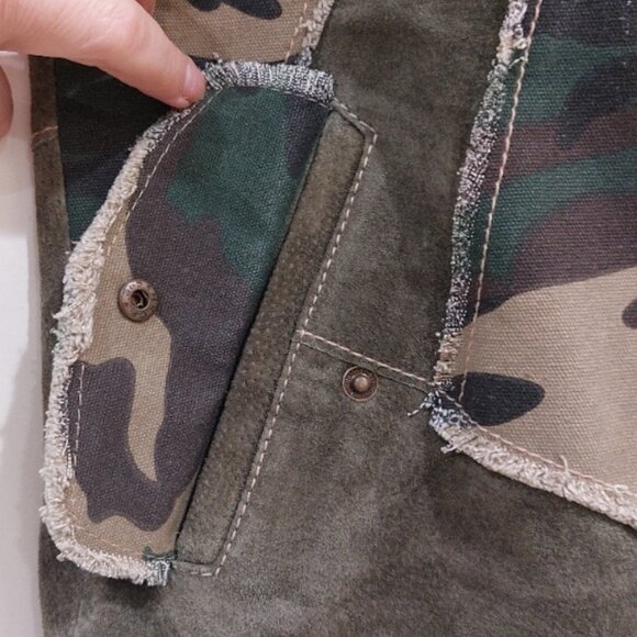 💋BOHO CHIC💋 Stunning Y2K VTG Camo Distressed Genuine Leather Vest - Picture 14 of 16